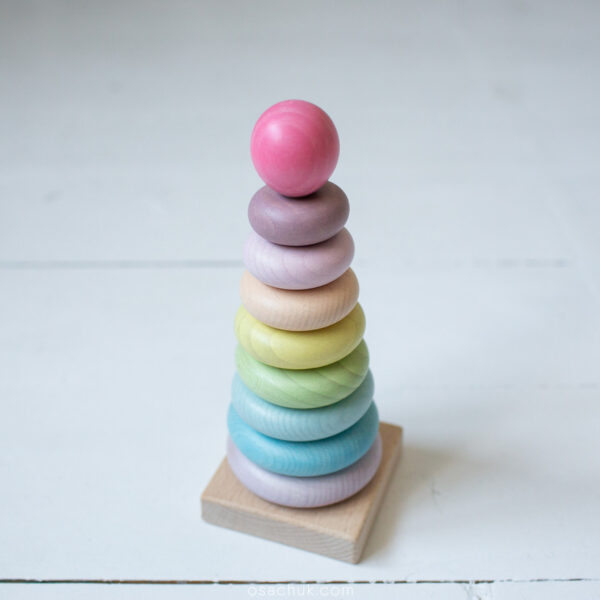 Детская игрушка. Пирамида крашеная. Экопродукт. 8.5х21см