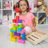Деревяний конструктор кольоровий. 48 деталей. Екопродукт. 26х35см