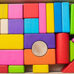 Детская деревянная игрушка. Конструктор цветной 24 детали. Экопродукт. 25х21х5см
