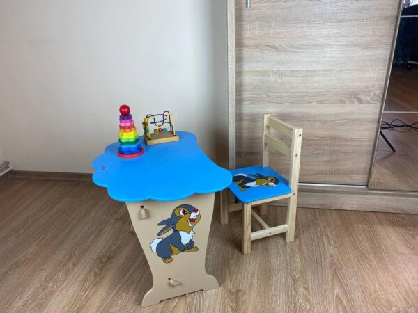 Детский столик и стульчик синий. Крышка облачко — изображение 4