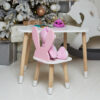 Белый столик тучка и стульчик зайка детский розовый.