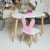 Белый столик тучка и стульчик зайка детский розовый.