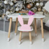 Белый столик тучка и стульчик зайка детский розовый.