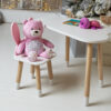 Белый столик тучка и стульчик зайка детский розовый.
