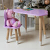 Детский столик тучка и стульчик бабочка фиолетовый. Столик для игр, уроков, еды