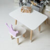 Детский белый прямоугольный столик и стульчик корона фиолетовая. Столик для игр, уроков, еды. Белый столик