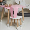 Рожевий прямокутний стіл і стільчик дитячий зайка з білим сидінням. Рожевий дитячий столик