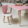 4780745710_rozhevij-pryamokutnij-stil Рожевий прямокутний стіл і стільчик дитячий ведмежа з білим сидінням. Рожевий дитячий столик