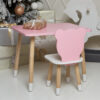 4780745718_rozhevij-pryamokutnij-stil Рожевий прямокутний стіл і стільчик дитячий ведмежа з білим сидінням. Рожевий дитячий столик