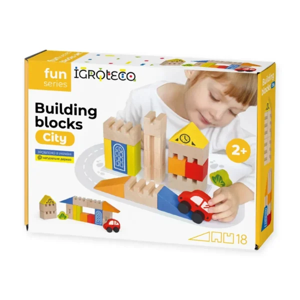 rozvyvaiuchi-dereviani-budivelni-bloky-dlia-maliukiv-14-fihur-32145720178400 Дитячі дерев'яні будівельні блоки "Місто"