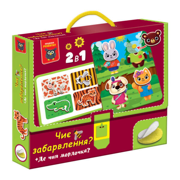 Гра розвиваюча Vladi Toys з липучками. Чиє забарвлення? Де чия мордочка? VT1310-06 2