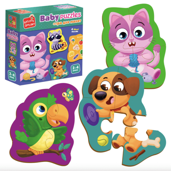 Пазли максі Vladi Toys картонні з грою Малюк Зможе «Хатні улюбленці»