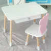 Дитячий столик білий і стільчик ведмедик рожево-білий. Столик із шухлядою для олівців і розмальовок
