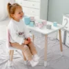 Дитячий столик білий і стільчик ведмедик рожево-білий. Столик із шухлядою для олівців