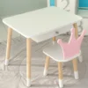3Дитячий столик білий і стільчик корона біло-рожевий. Столик із шухлядою для олівців і розмальовок 56787