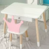 Дитячий столик білий і стільчик корона біло-рожевий. Столик із шухлядою для олівців і розмальовок 56787