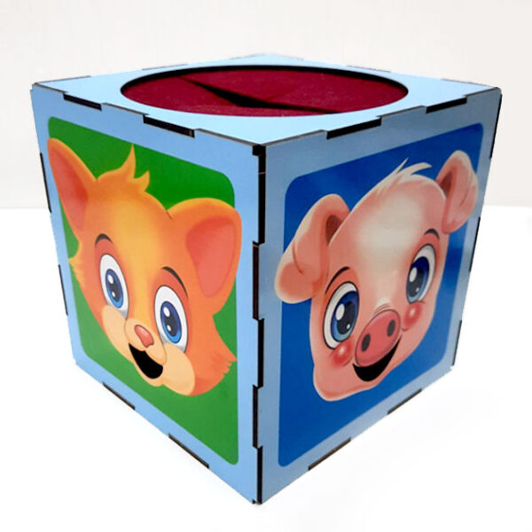 куб на Фермі 1 Деревянный развивающий сортер: сенсорный "Куб-копилка: На ферме"