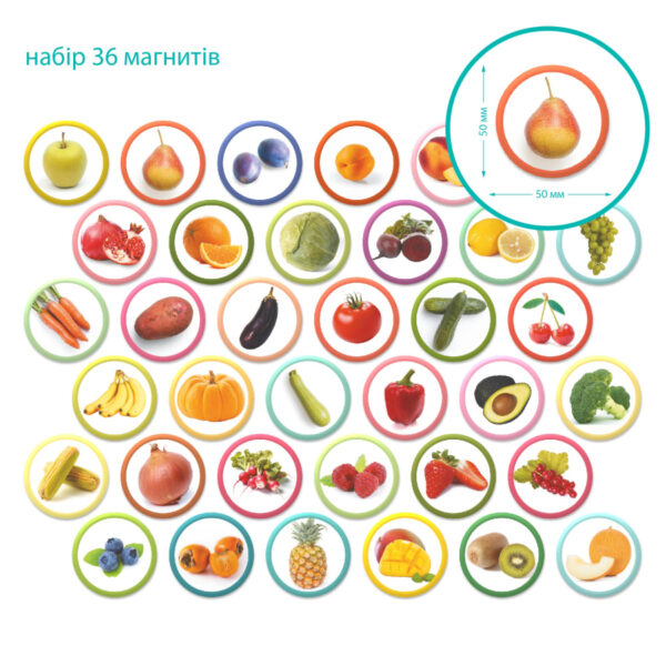 Набір магнітів Dodo Монтессорі Овочі, фрукти і ягоди 4