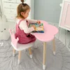 Стіл хмарка і стільчик рожевий корона з білим сидінням. Столик для занять, ігор, їжі,1