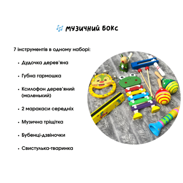 Музичний набір для малюків Музичний бокс - 7 інструментів в одному наборі