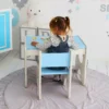 Набір дитячих меблів столик з ящиком та стільчик 70×45×51, стіл та стілець для дітей, білий з блакитним 1 Набір дитячих меблів столик з ящиком та стільчик 70×45×51, стіл та стілець для дітей, білий з блакитним 1