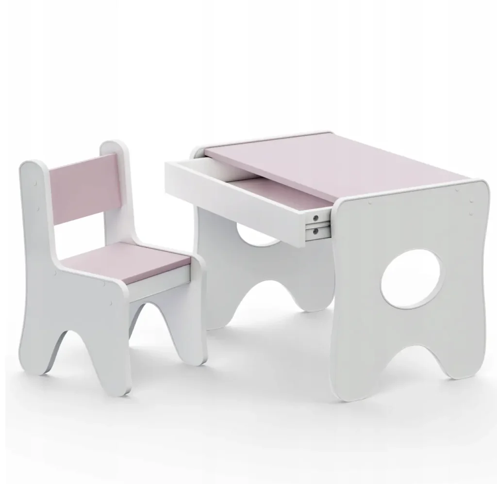 Комплект дитячих меблів столик та стільчик 70×45×51, стіл та стілець у дитячу, білий з рожевим, 1