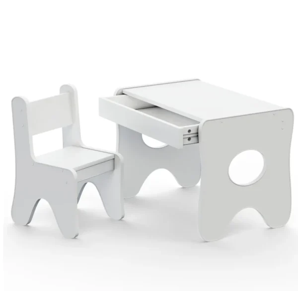 Набір дитячих меблів столик з ящиком та стільчик 70×45×51, стіл та стілець для дітей, білий, фото 5 Набір дитячих меблів столик з ящиком та стільчик 70×45×51, стіл та стілець для дітей, білий, фото 5