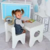 Набір дитячих меблів столик з ящиком та стільчик 70×45×51, стіл та стілець для дітей, білий з сірим 4 Набір дитячих меблів столик з ящиком та стільчик 70×45×51, стіл та стілець для дітей, білий з сірим 4
