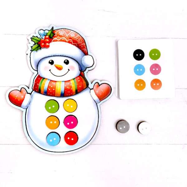 Дерев’яний пазл Сніговичок — сортер із картками для дітей 2+ Дерев’яний пазл Сніговичок — сортер із картками для дітей 2+