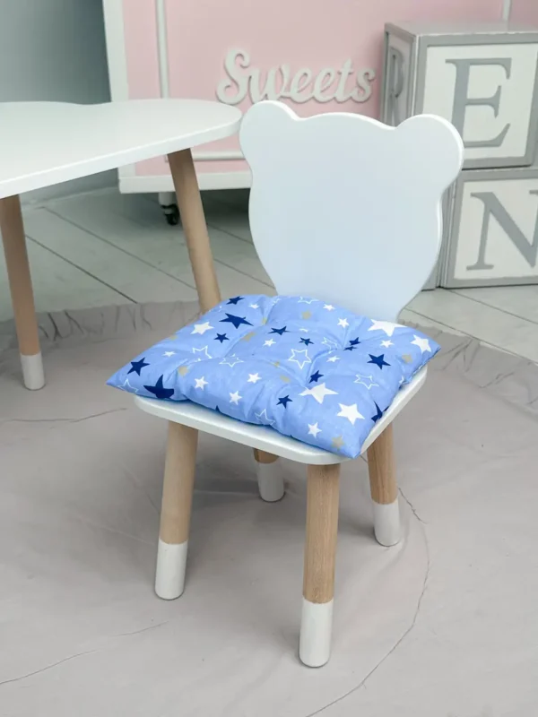 Подушка м'яка для дитячого стільчика 23х28, для стільчика ведмежа синя Подушка м'яка для дитячого стільчика 23х28, для стільчика ведмежа синя