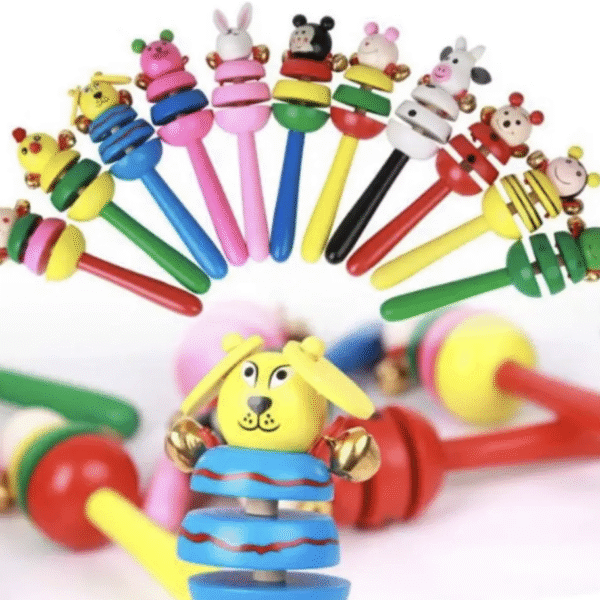 Розвиваюча музична іграшка тріскачка з дзвіночками ,звірята, 1