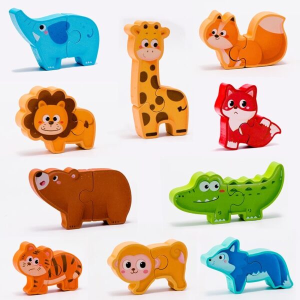 3D дерев’яні пазли-половинки «Зоопарк»