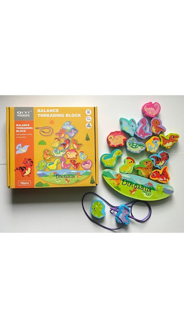 Балансир дерев'яний плюс шнурівка динозаври