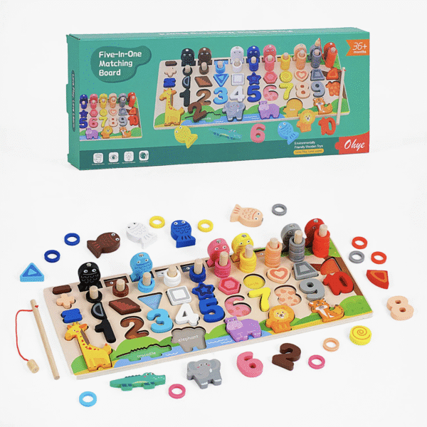 Деревянная логическая доска 5 в 1