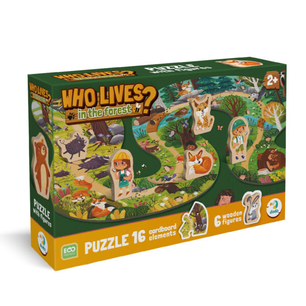 Пазл дерев’яний Хто живе в лісі, 45×68 см, 16 елементів, DoDo