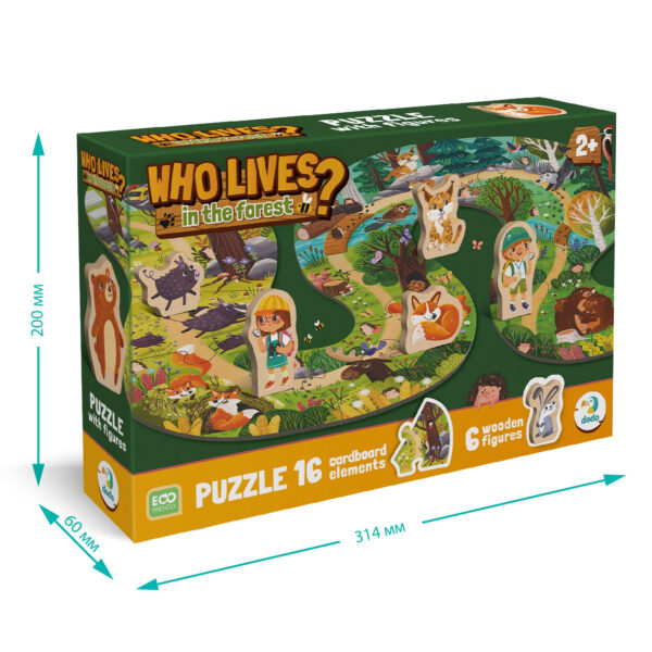 Пазл DoDo Хто живе в лісі? 16 елементів розмір пазла Пазл DoDo Хто живе в лісі? 16 елементів розмір пазла