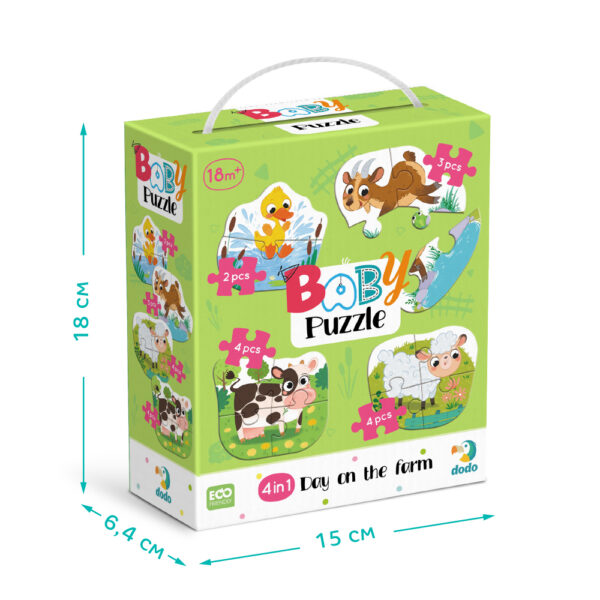 Пазл 4в1 Dodo Baby puzzle День на фермі 300687 розмір коробки
