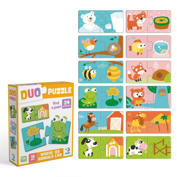 Пазл Dodo DUO Звірята та їх домівки 300690_12 пар